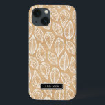 Faux Wood | Löv Mönster Anpassningsbar iPad Mini C<br><div class="desc">Anpassade iPad mini fodral med vit löv mönster på en faux träbakgrund. Andra mönster och tillgängliga.</div>