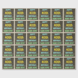 Faux Wood, målad textvisning, 40:e födelsedagen +  Presentpapper
