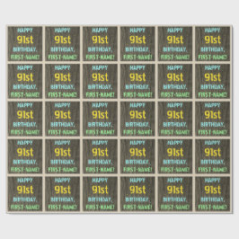 Faux Wood, målad textvisning, 91:a födelsedag + Na Presentpapper