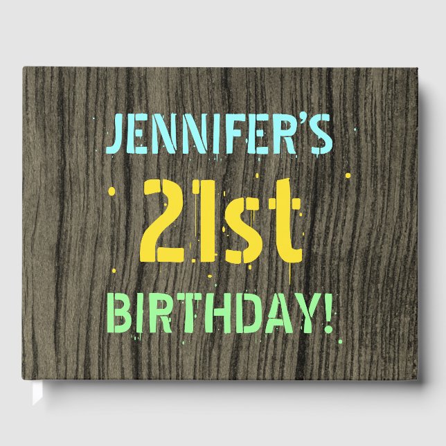 Faux Wood, målat textutseende, 21:a födelsedagen + Gästböcker (Framsida)
