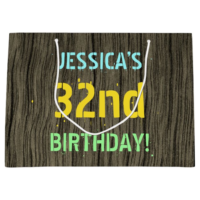 Faux Wood, målat textutseende, 32:a födelsedagen + (Framsidan)