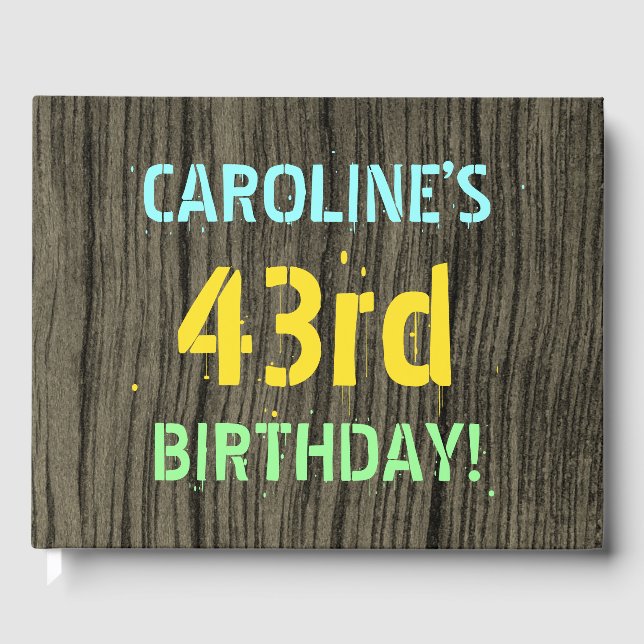 Faux Wood, målat textutseende, 43:e födelsedagen + Gästböcker (Framsida)