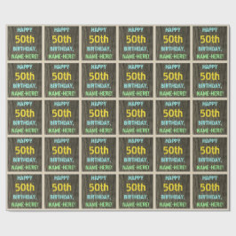 Faux Wood, målat textutseende, 50:e födelsedagen + Presentpapper