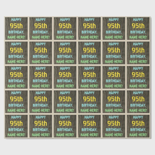 Faux Wood, Painting Text look, 95:e födelsedagen + Presentpapper (Platt)