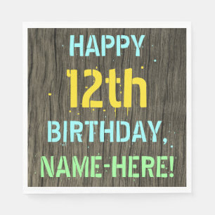 Faux Wood, Pawarded Text look, 12:e Birthday + Nam Pappersservett