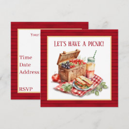 Faux wood picnic älskare inbjudningar