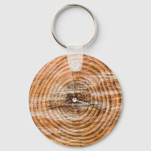 Faux Wood Slice Keychain Nyckelring