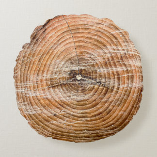 Faux Wood Slice Round Pillow Rund Kudde