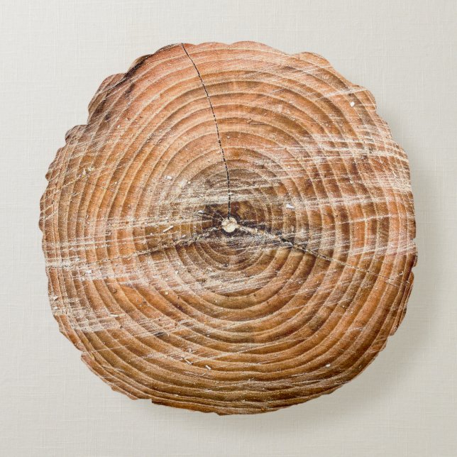 Faux Wood Slice Round Pillow Rund Kudde (Framsidan)