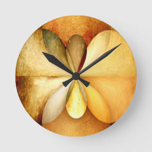 Faux Wood Study01 Wall Clock Round sm Rund Klocka