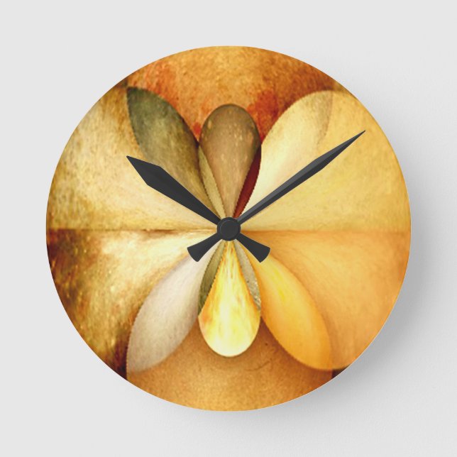 Faux Wood Study01 Wall Clock Round sm Rund Klocka (Framsida)