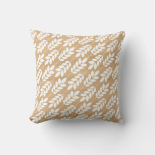 Faux Wood   Vita Blommigten Löv Mönster Pillow Kudde