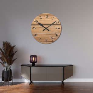 Faux Wooden Finare Paneling Rund Klocka