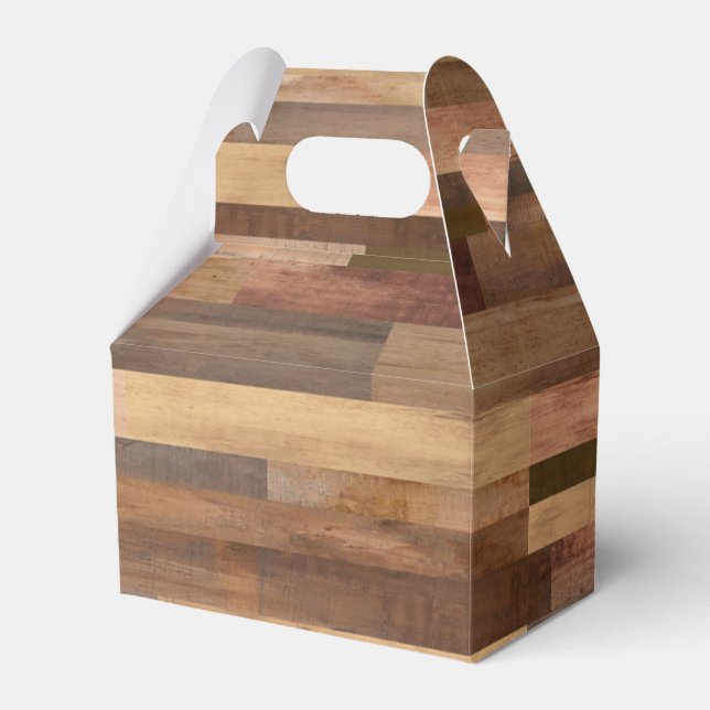 Faux Wooden Plank Timber Design Gable Presentaskar (Framsidan Sidan)