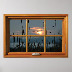 Faux Wooden Window Illusion - Flocket Poster