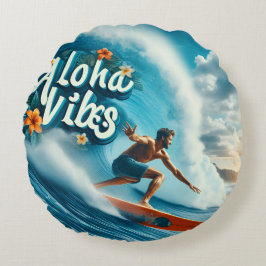 Faux Wrapped Canvas Print Rund Kudde