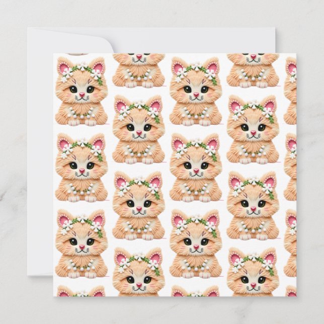 Faux Yarn Notch-Hook Christmas Cat – Cozy Holiday  Julkort (Framsida)