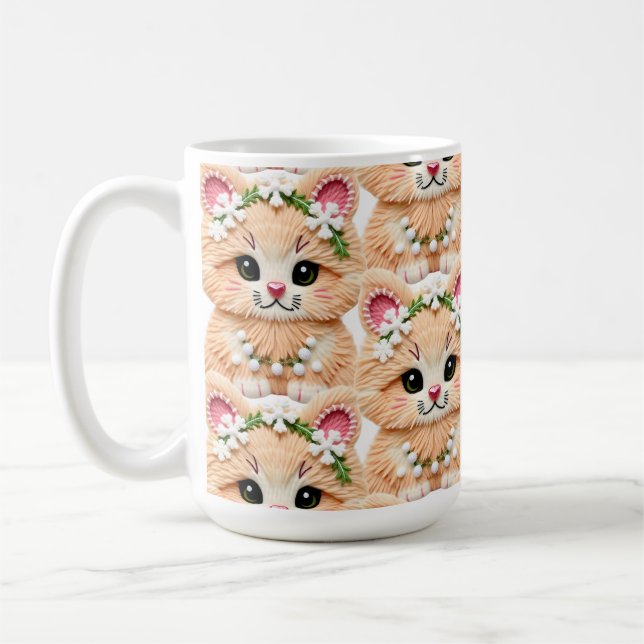 Faux Yarn Notch-Hook Christmas Cat – Cozy Holiday  Kaffemugg (Vänster)