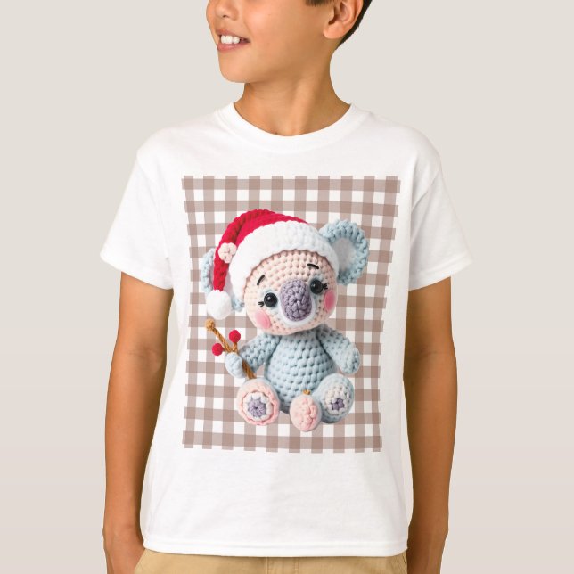 Faux Yarn Notch-Hook Koala Christmas Design T Shirt (Framsida)