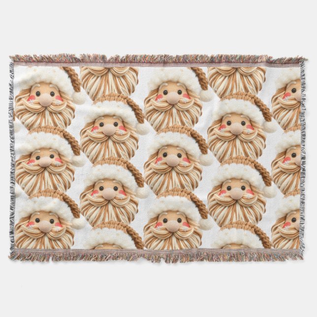 Faux yarn notch-hook Santa face Christmas Filt (Framsidan)