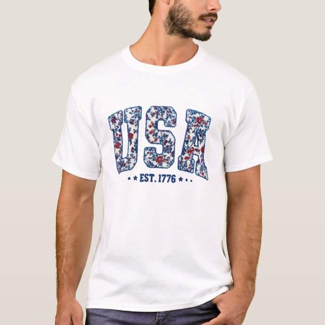 Faux Yarn USA Patriotic T Shirt (Framsida)