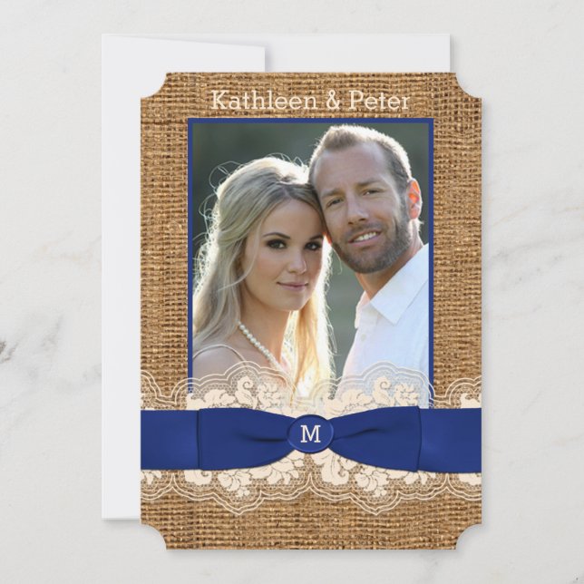 FAUXBurlap, snöre, inbjudan för pilbågeFOTObröllop (Framsida)