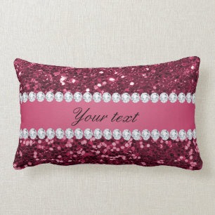 Fauxglitter och diamanter för shock rosa stort lumbarkudde
