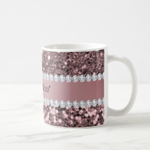 Fauxglitter och diamanter för trendig rosa guld- kaffemugg