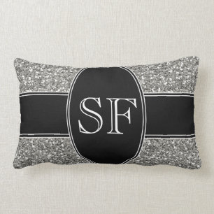 Fauxglitter och svartMonogram Lumbarkudde
