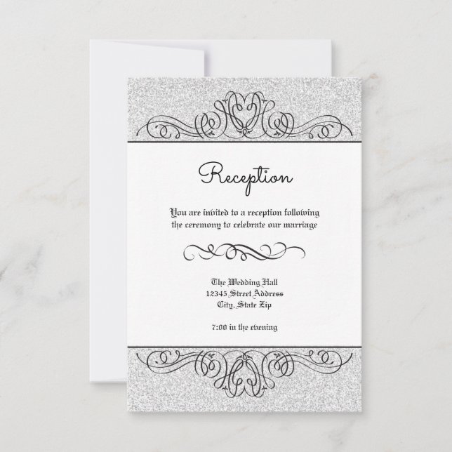 FauxGlitterFormal Blommig Flourish-Mottagningsinbj Inbjudningar (Framsida)