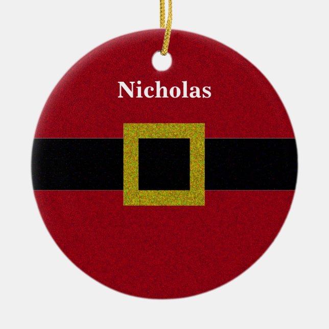 FauxglitterSanta bälte Julgransprydnad Keramik (Framsidan)