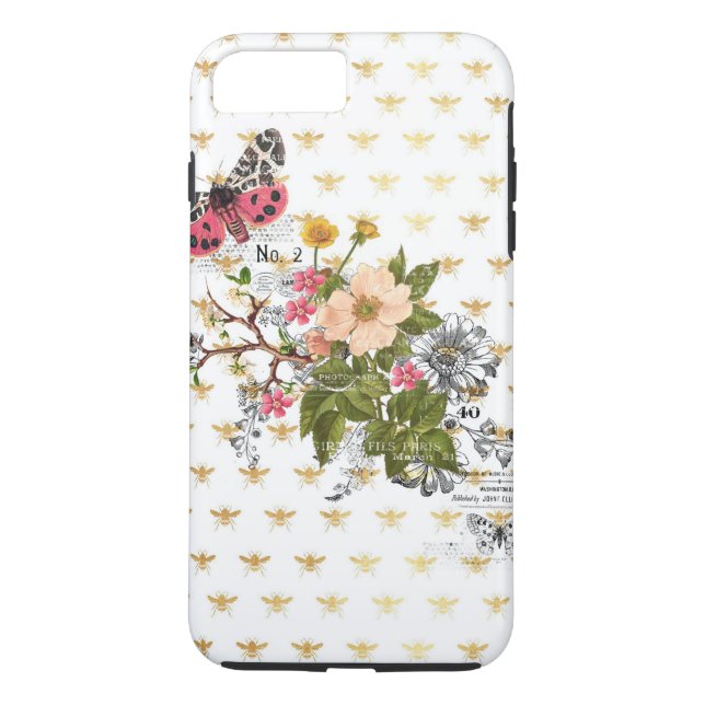 fauxguld, bin, blommigt, nyckfullt, chic, snobbigt Case-Mate iPhone skal (Baksida)