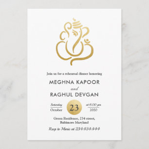 Fauxguld för indier omkullkastar den Ganesha Inbjudningar