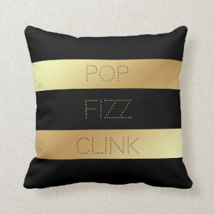 Fauxguld och svart för popFizz för randar fink Kudde