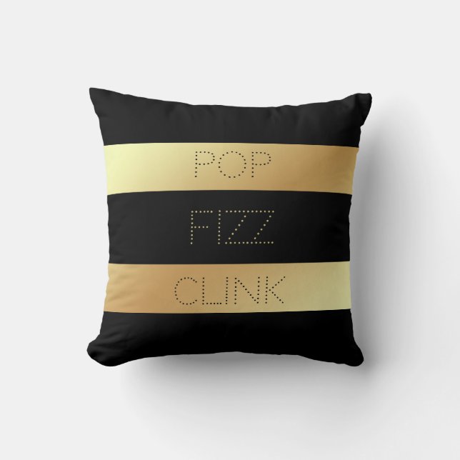 Fauxguld och svart för popFizz för randar | finka Kudde (Framsida)