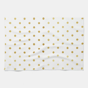 Fauxguld- och vitpolka dots kökshandduk