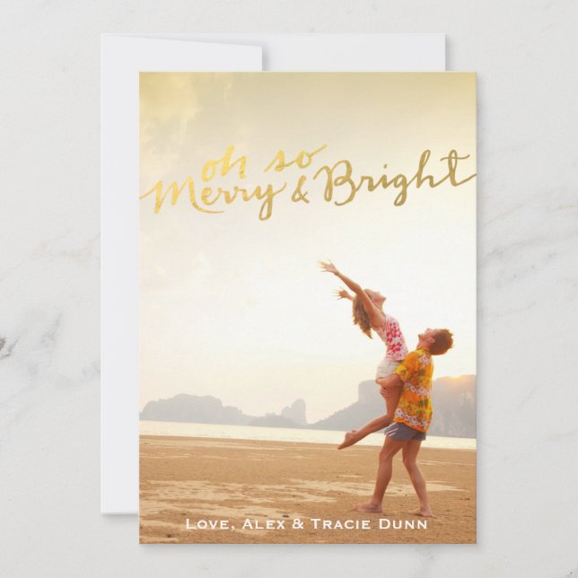 Fauxguld omkullkastar den glada & ljusa julkortet julkort (Framsida)