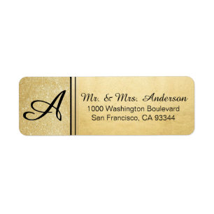 Fauxguld omkullkastar glitterMonogramreturadressen Returadress Etikett