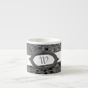 Fauxkromkortkortet boxas design & monogramen espressomugg
