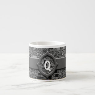 Fauxkromkortkortet boxas design & monogramen espressomugg
