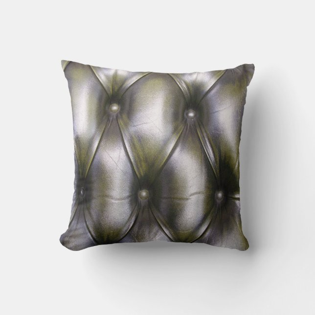 Fauxläderchesterfield mörk - grön dekorativ kudde (Framsida)