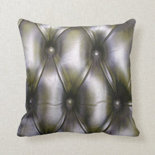 Fauxläderchesterfield mörk - grön dekorativ kudde