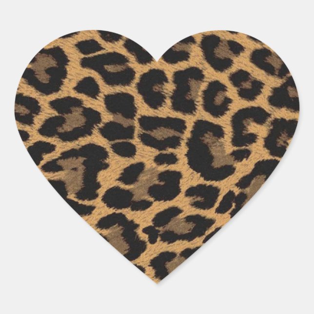 fauxleopardtryck hjärtformat klistermärke (Framsida)