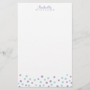 Fauxlilan och Mintglitterkonfettin pricker Brevpapper