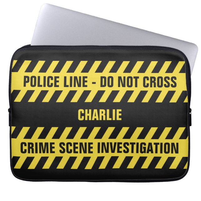 Fauxpolisen fodrar beställnings- textlaptop sleeve (Framsidan)