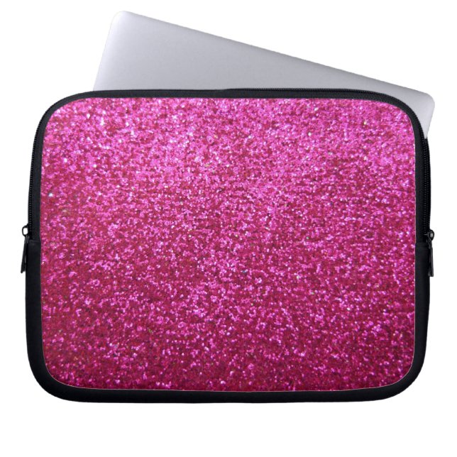 Fauxshock rosaglitter laptop sleeve (Framsidan)