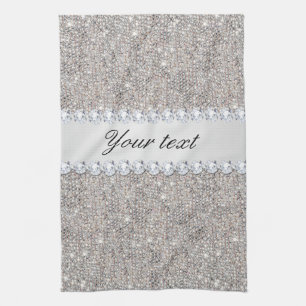 FauxsilverSequins och diamanter Kökshandduk