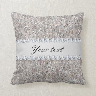 FauxsilverSequins och diamanter Kudde