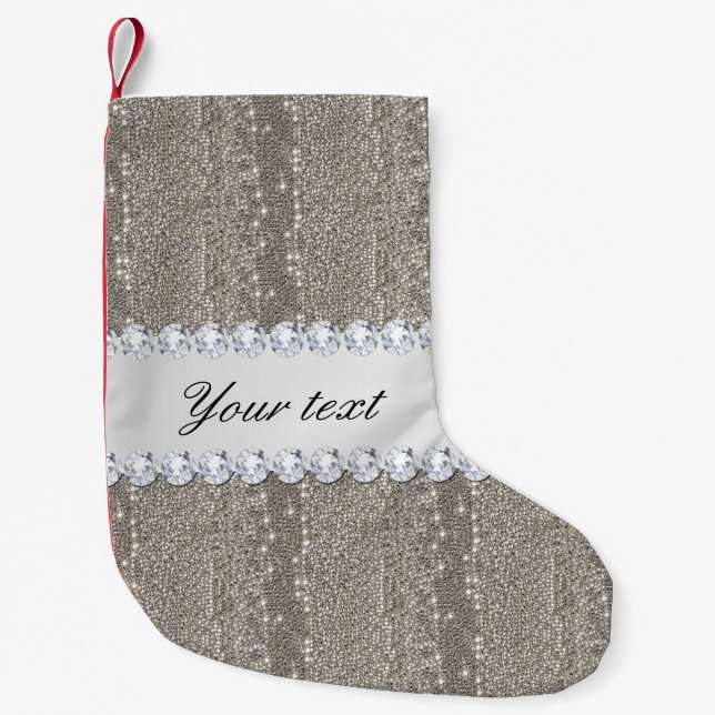 FauxsilverSequins och diamanter Liten Julstrumpa (Framsidan)