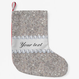 FauxsilverSequins och diamanter Liten Julstrumpa